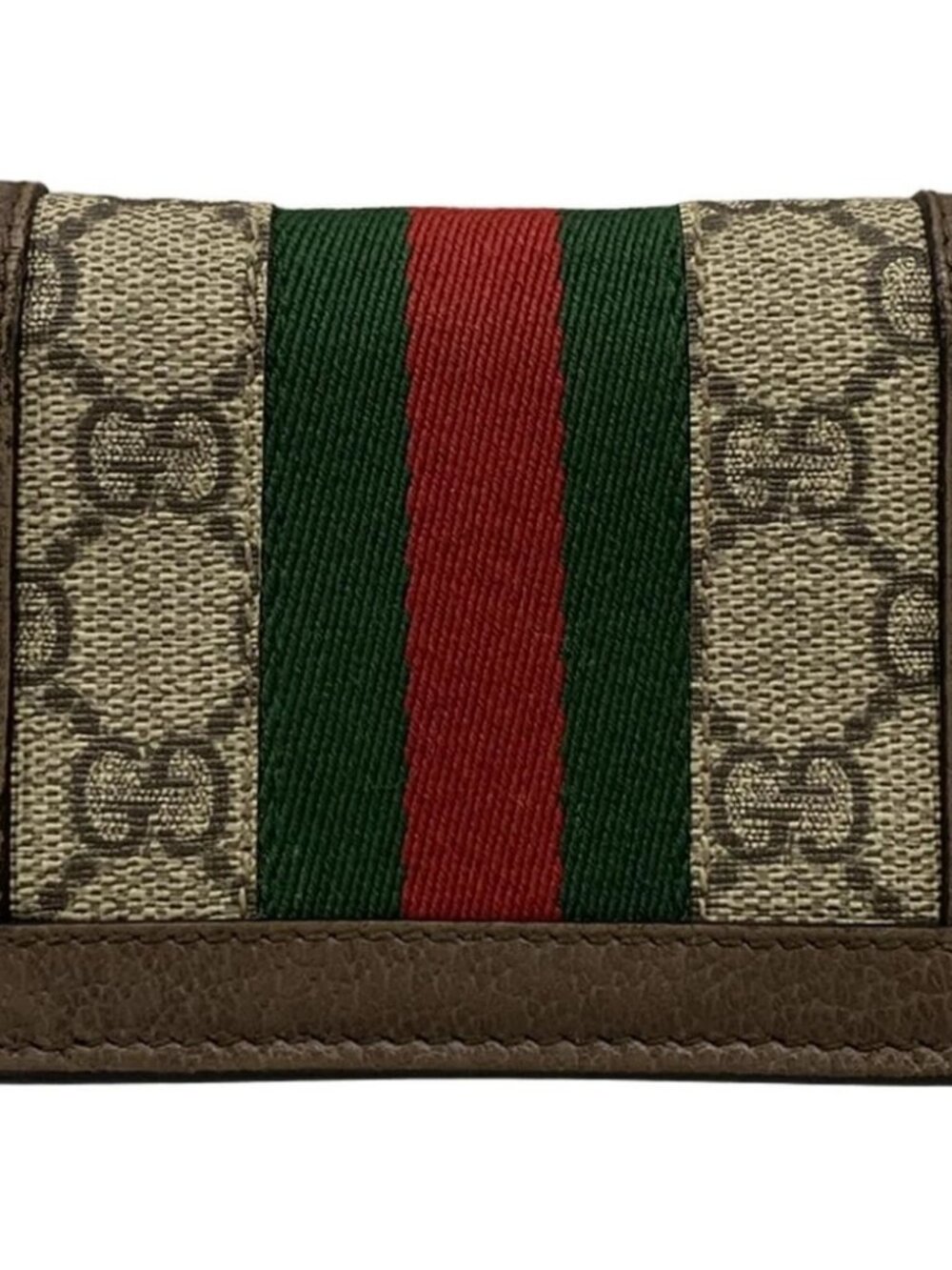 GUCCI Ophidia 523155 Beige Dark Brown Multi PVC Leather Bifold Wallet - Picture 2 of 11